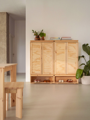 Armoire à chaussures double en bois naturel | LUFE