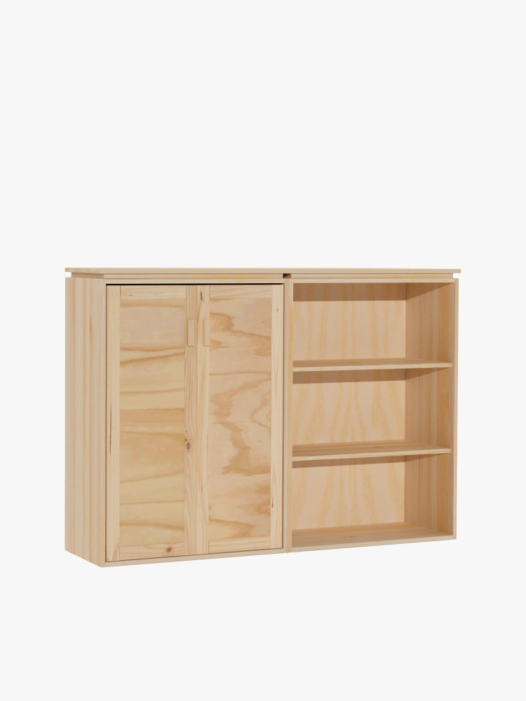 Credenza in legno con scaffale e armadio | LUFE
