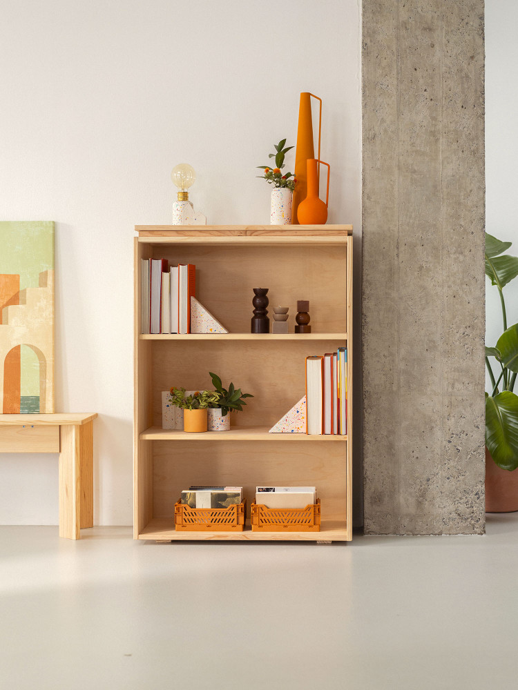 Estantería librería baja de madera natural | LUFE 2