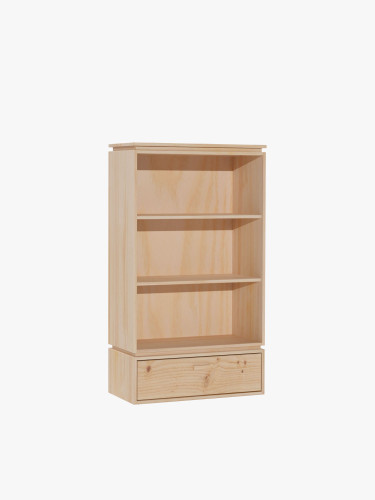 Estante para livros baixa com gaveta madeira natural | LUFE