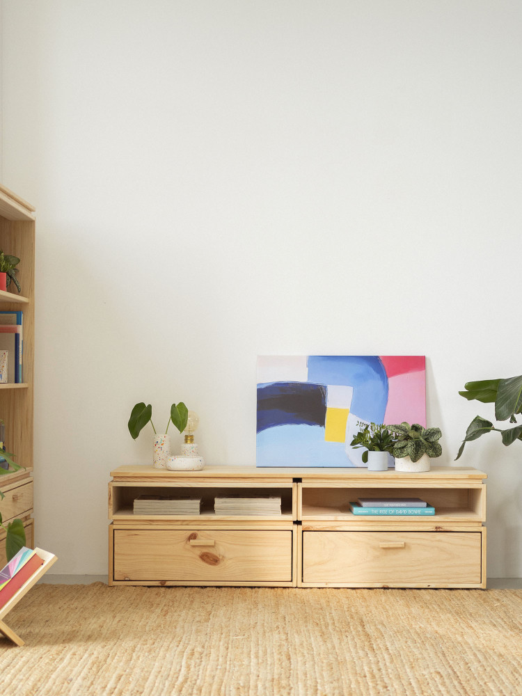 Mobile TV basso in legno ecologico e naturale | LUFE 2