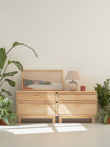 Commode double avec 4 tiroirs avec pieds 157x62 AIKA | LUFE