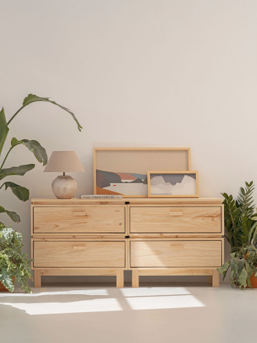 Commode double avec 4 tiroirs avec pieds 157x72 AIKA | LUFE