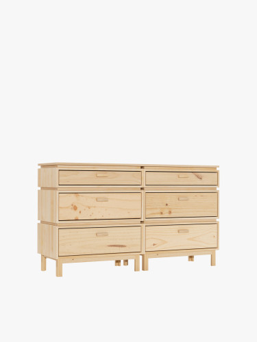 Commode double avec 6 tiroirs avec pieds 157x90 AIKA | LUFE