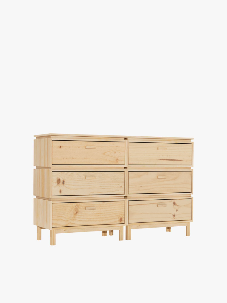 Commode double avec 6 tiroirs avec pieds 157x100 AIKA | LUFE