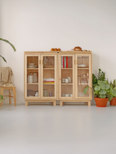 Vitrina expositora doble de cristal y madera 157x128 AIKA | LUFE