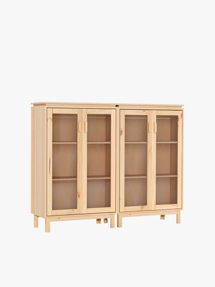 Vitrina expositora doble de cristal y madera 157x128 AIKA | LUFE