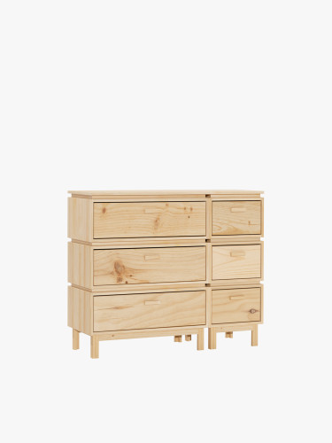 Cómoda doble de madera con 6 cajones 117x100 AIKA | LUFE