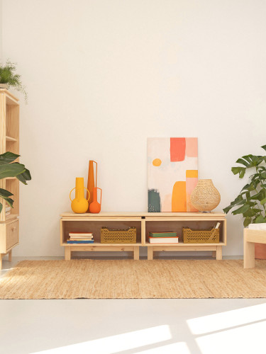 Mobile TV basso in legno ecologico e naturale | LUFE