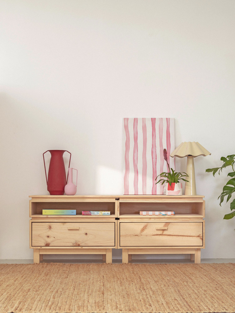 Mobile TV basso in legno ecologico e naturale | LUFE 2