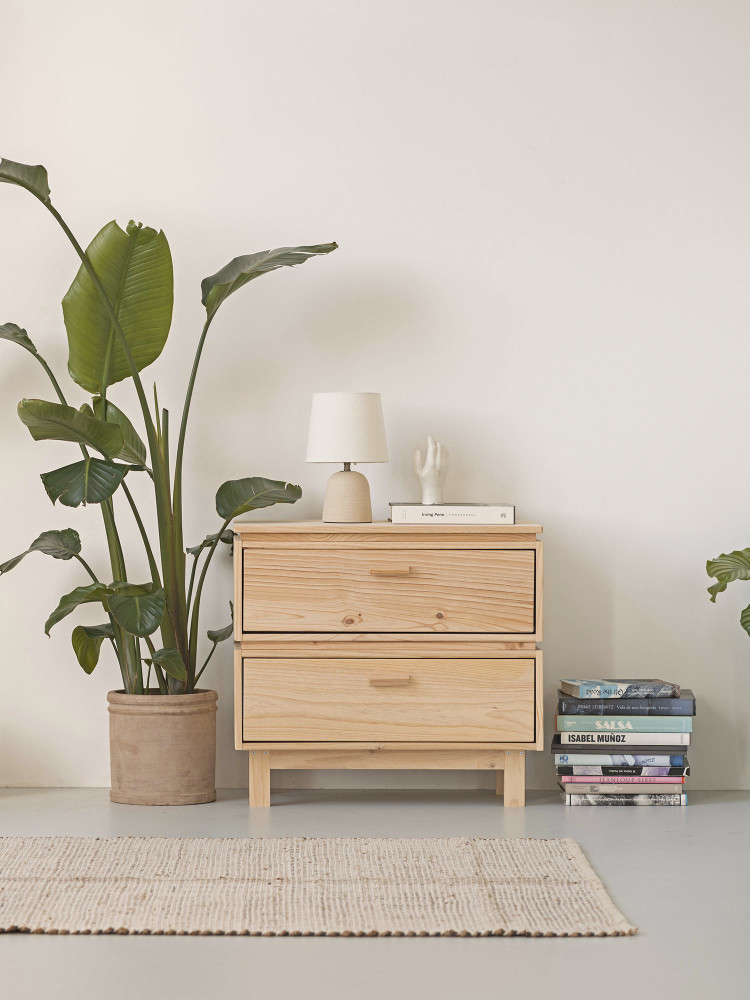 Chiffonnier en bois avec 2 tiroirs 78x72 AIKA | LUFE 2