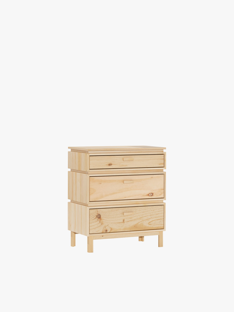 Chiffonnier en bois avec 3 tiroirs 78x90 AIKA | LUFE