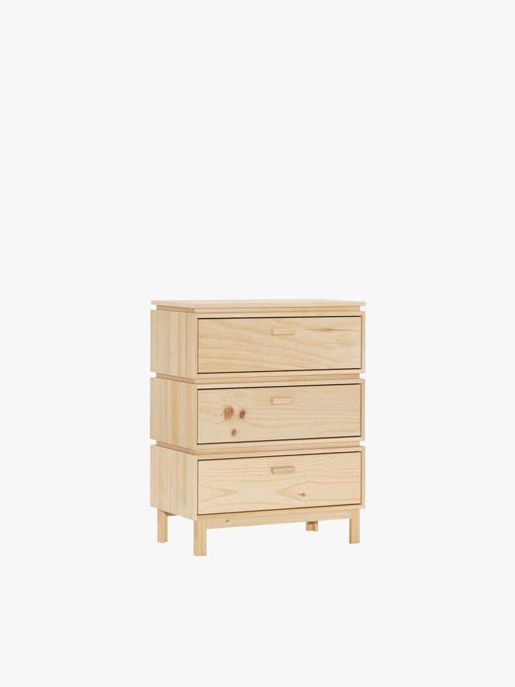 Chiffonnier en bois avec 3 tiroirs 78x100 AIKA | LUFE