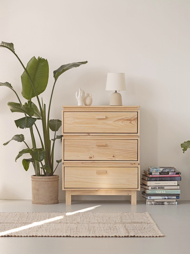 Cassettiera in legno con 3 cassetti 78x100 AIKA | LUFE 2