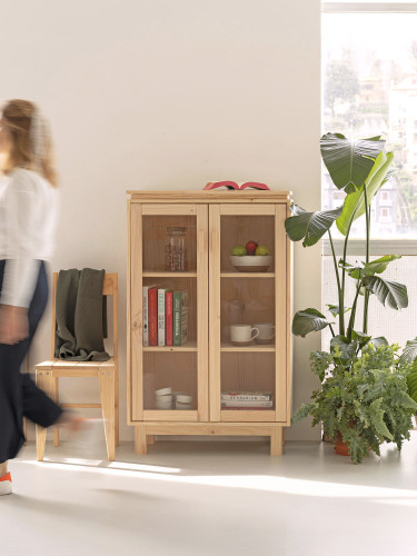 Vitrina expositora de cristal y madera 78x128 AIKA | LUFE