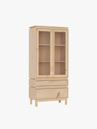 Vitrine en verre et bois avec 2 tiroirs 78x173 AIKA | LUFE