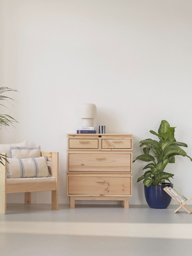 Cómoda de madeira com 4 gavetas 78x90 AIKA | LUFE 2