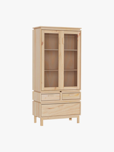 Vetrina espositiva in vetro e legno con 3 cassetti 78x173 AIKA | LUFE