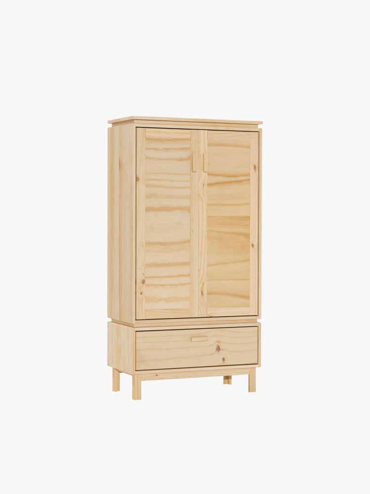 Armoire basse en bois naturel avec pieds et tiroir | LUFE