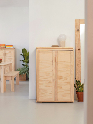Module d'armoire en bois naturel avec portes | LUFE