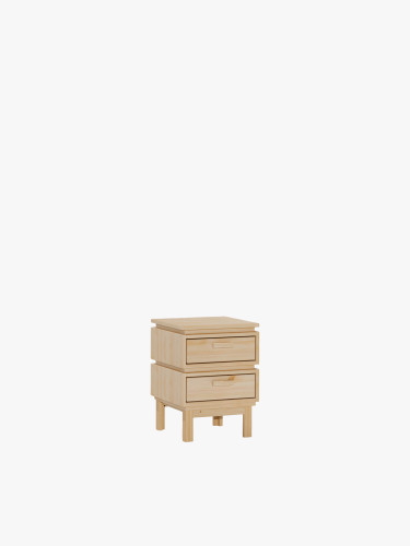 Comodino in legno naturale con cassetti