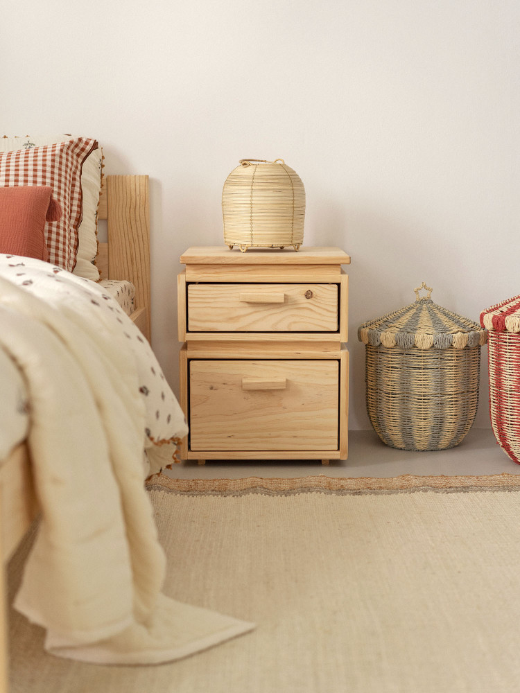 Mesita de noche de madera con 2 cajones 39x49 LIBE | LUFE 2