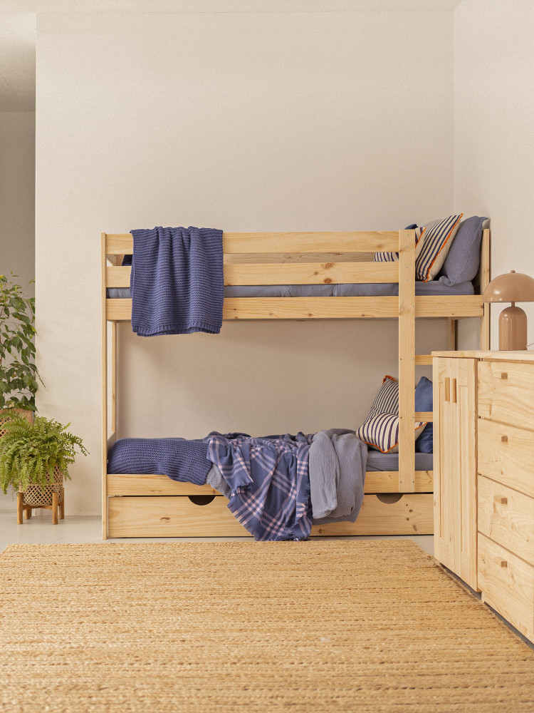 Letto a castello in legno naturale per materassi da 80 cm 2