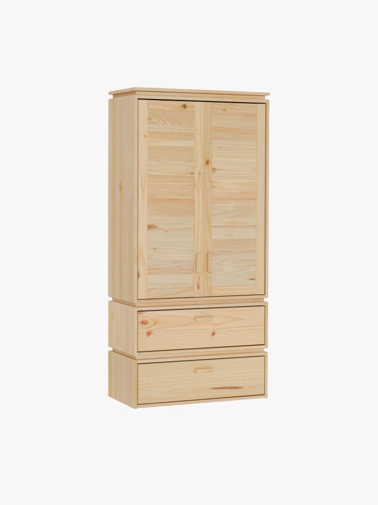 Armoire en bois naturel avec 2 tiroirs inférieurs | LUFE