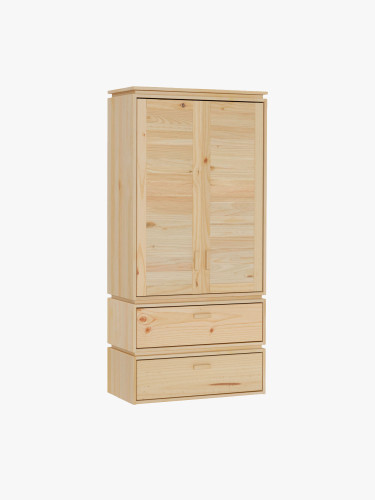 Armoire en bois naturel avec 2 tiroirs inférieurs | LUFE