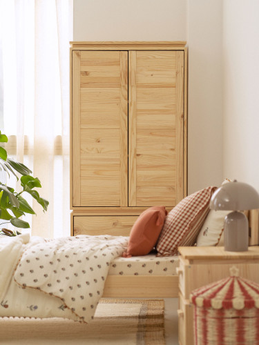 Armadio in legno naturale con 2 cassetti inferiori | LUFE