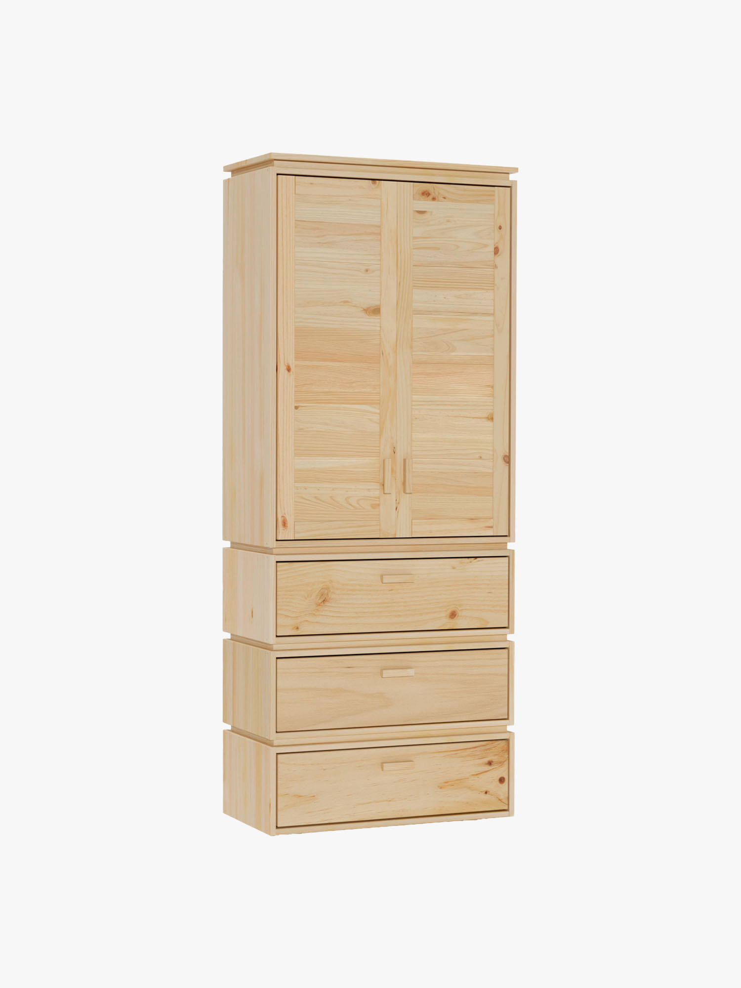 Armadio con ripiani in legno naturale e 3 cassetti | LUFE