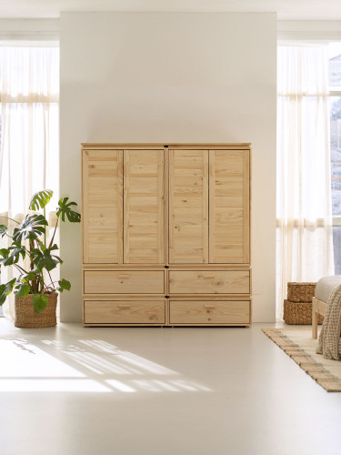 Armario soble de madera natural con 4 cajones | LUFE