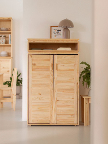 Armoire d'entrée en bois naturel avec creux | LUFE