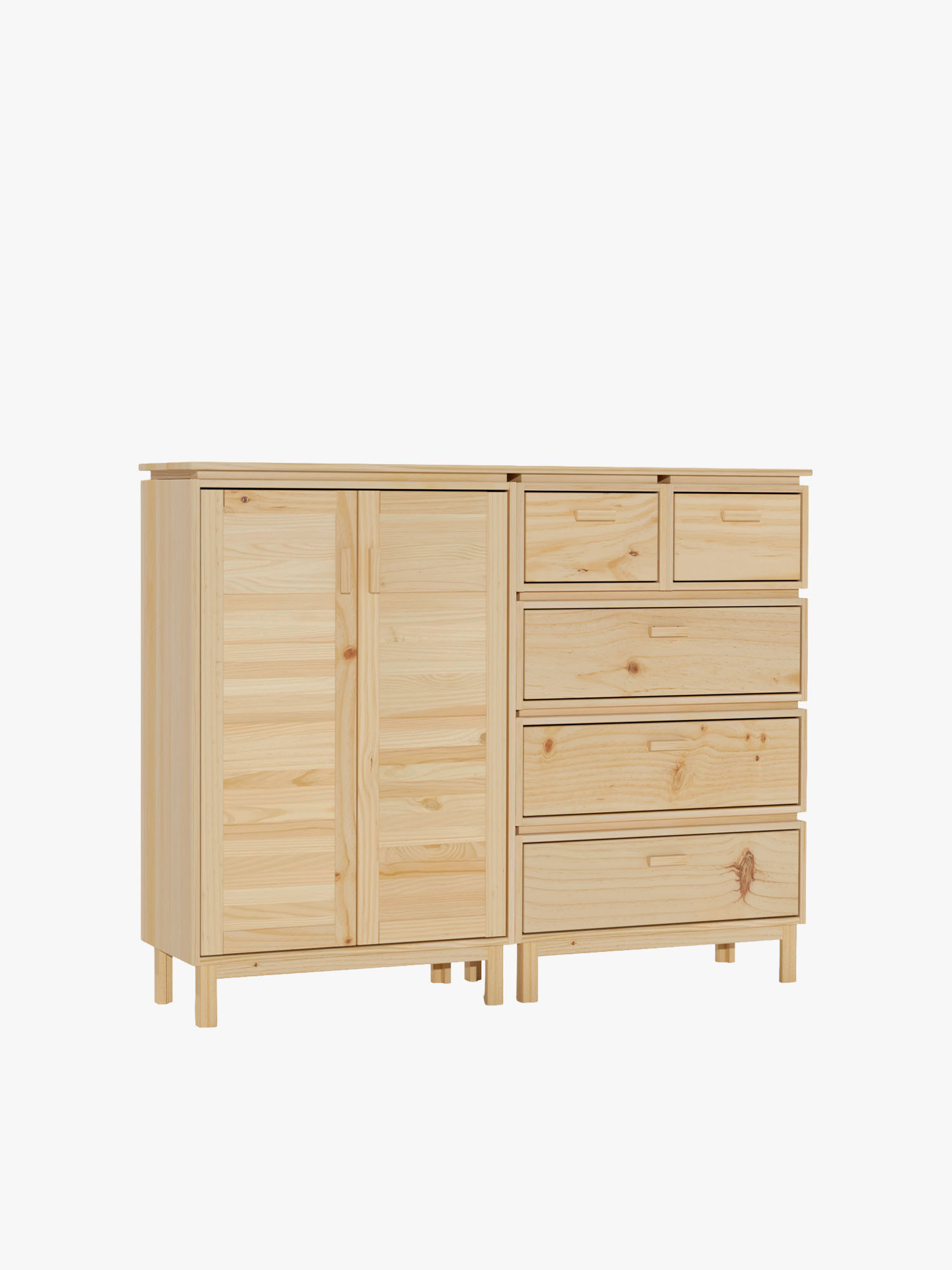 Buffet salon en bois naturel avec armoire et tiroirs | LUFE