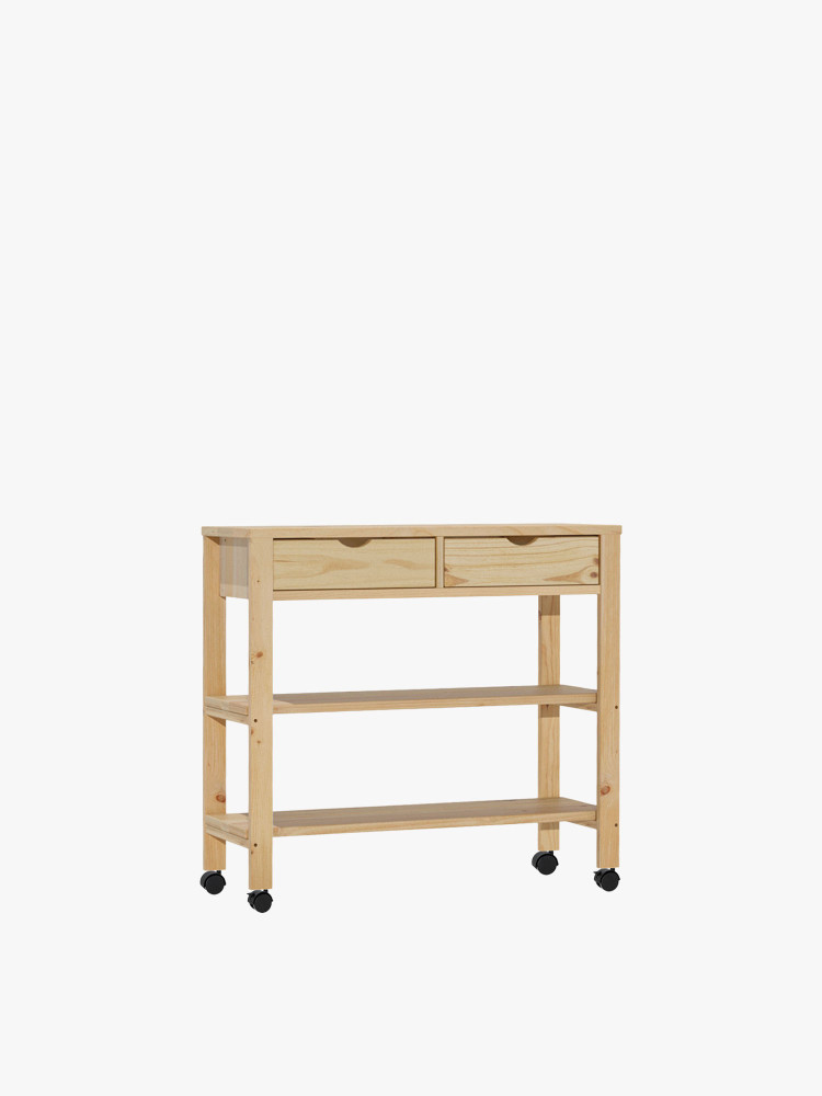 Chariot de cuisine et petit-déjeuner en bois naturel