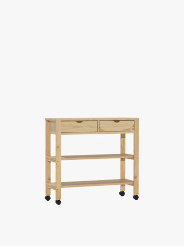 Carrito de cocina y desayunador de madera natural