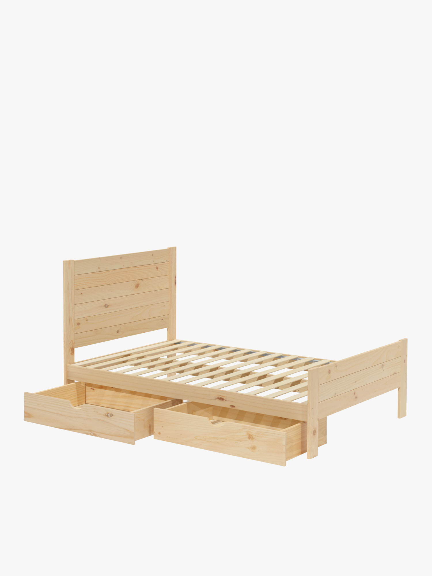 Letto 135 in legno di pino con cassetti stile rustico | LUFE