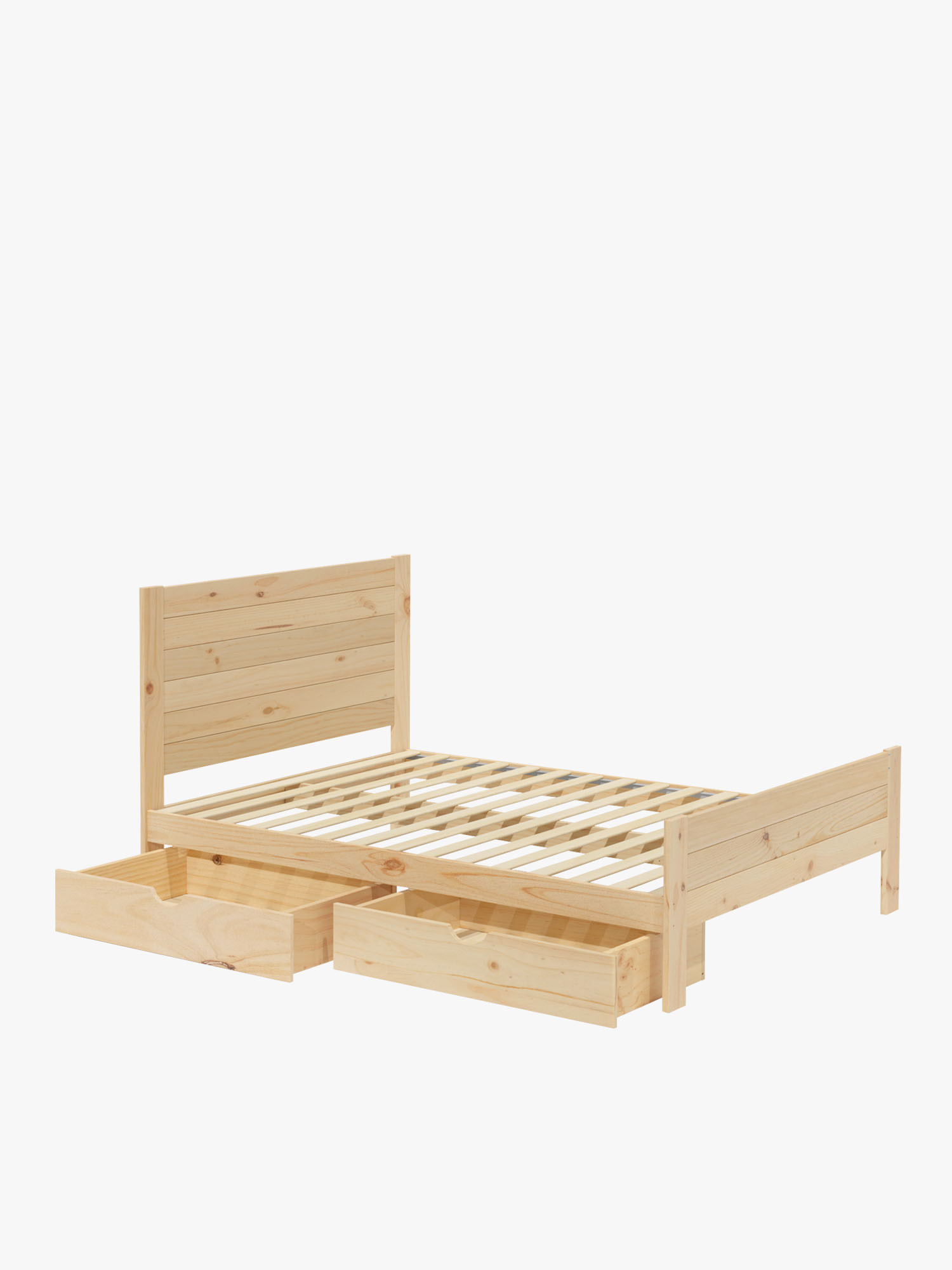 Lit de 150cm en bois massif avec tiroirs style rustique LUFE