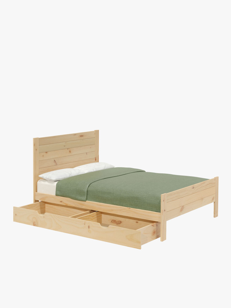 Cama 150 de madera de pino con cajón estilo caserío | LUFE