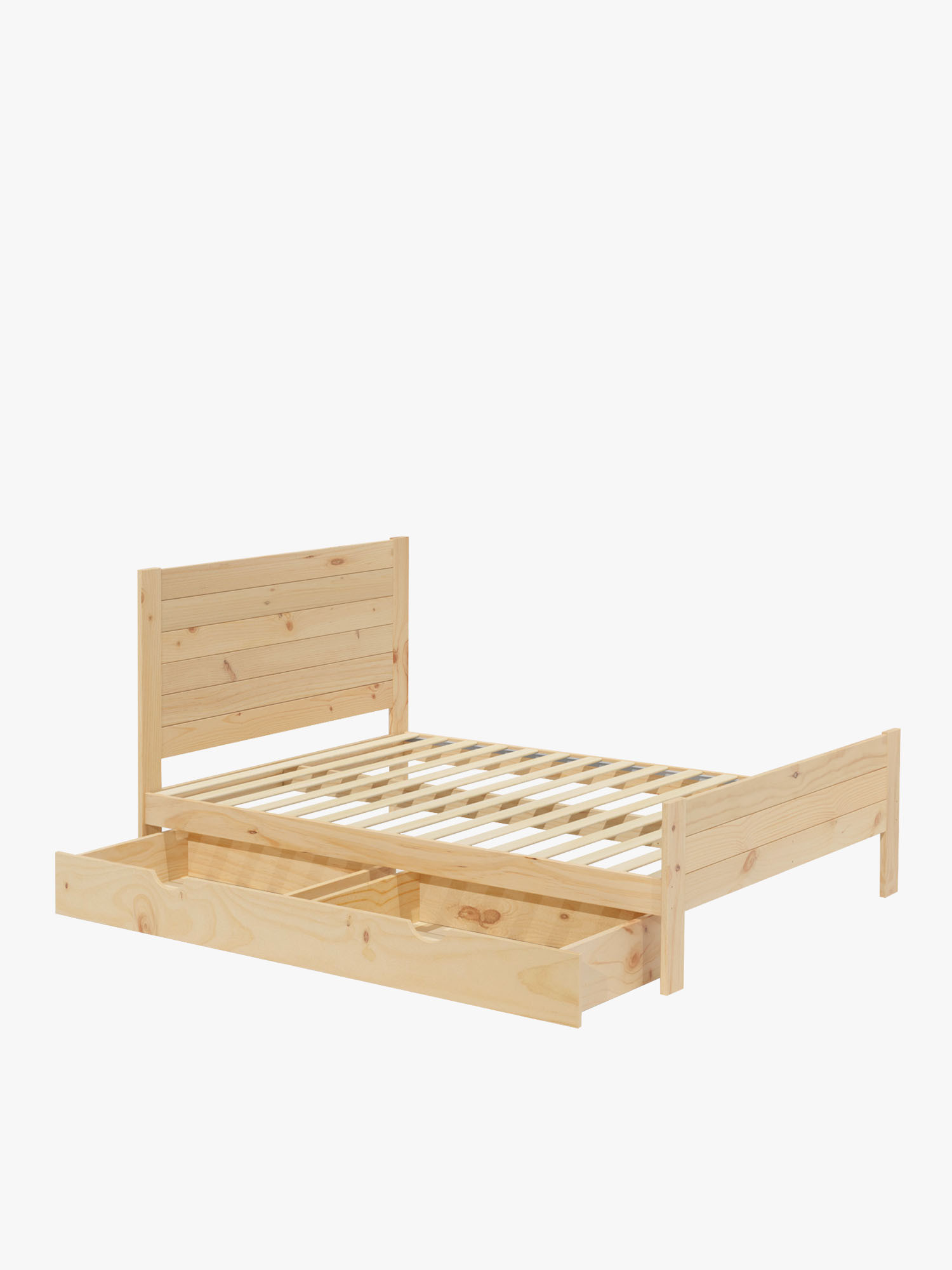 Lit de 160 cm en pin massif avec tiroir style rustique LUFE