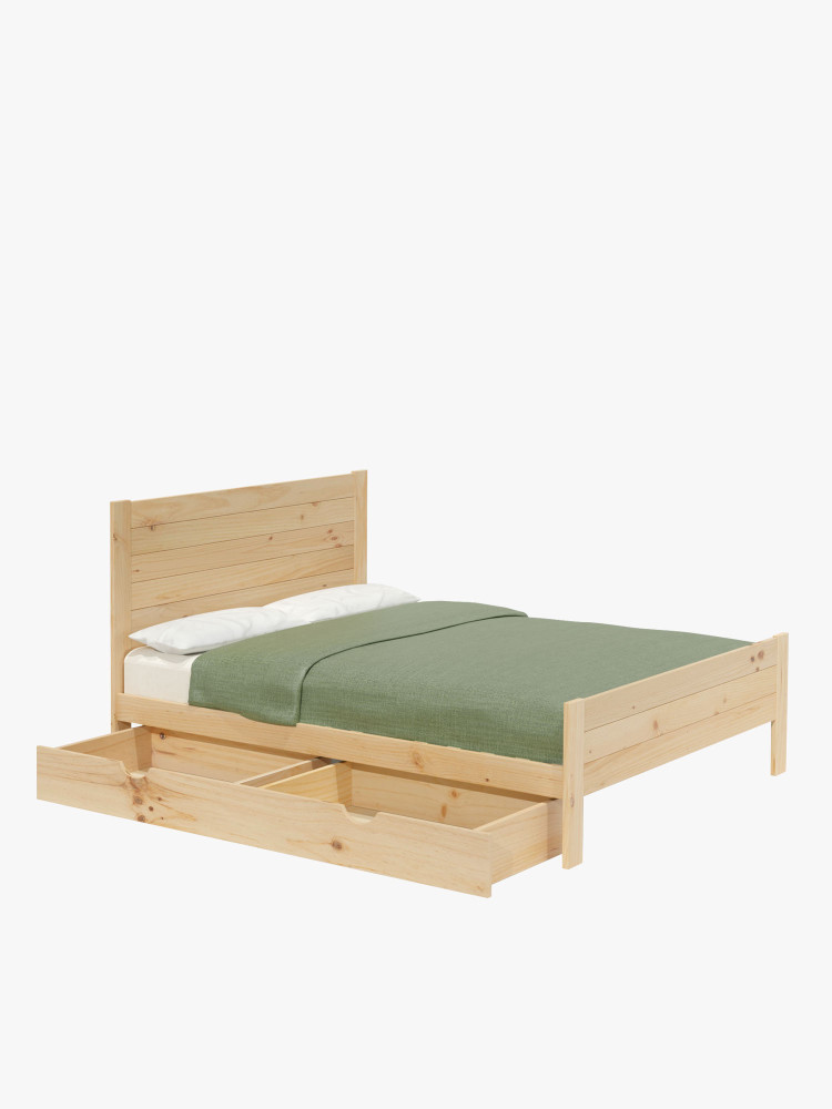 Lit de 180 cm en bois massif avec tiroir style rustique LUFE