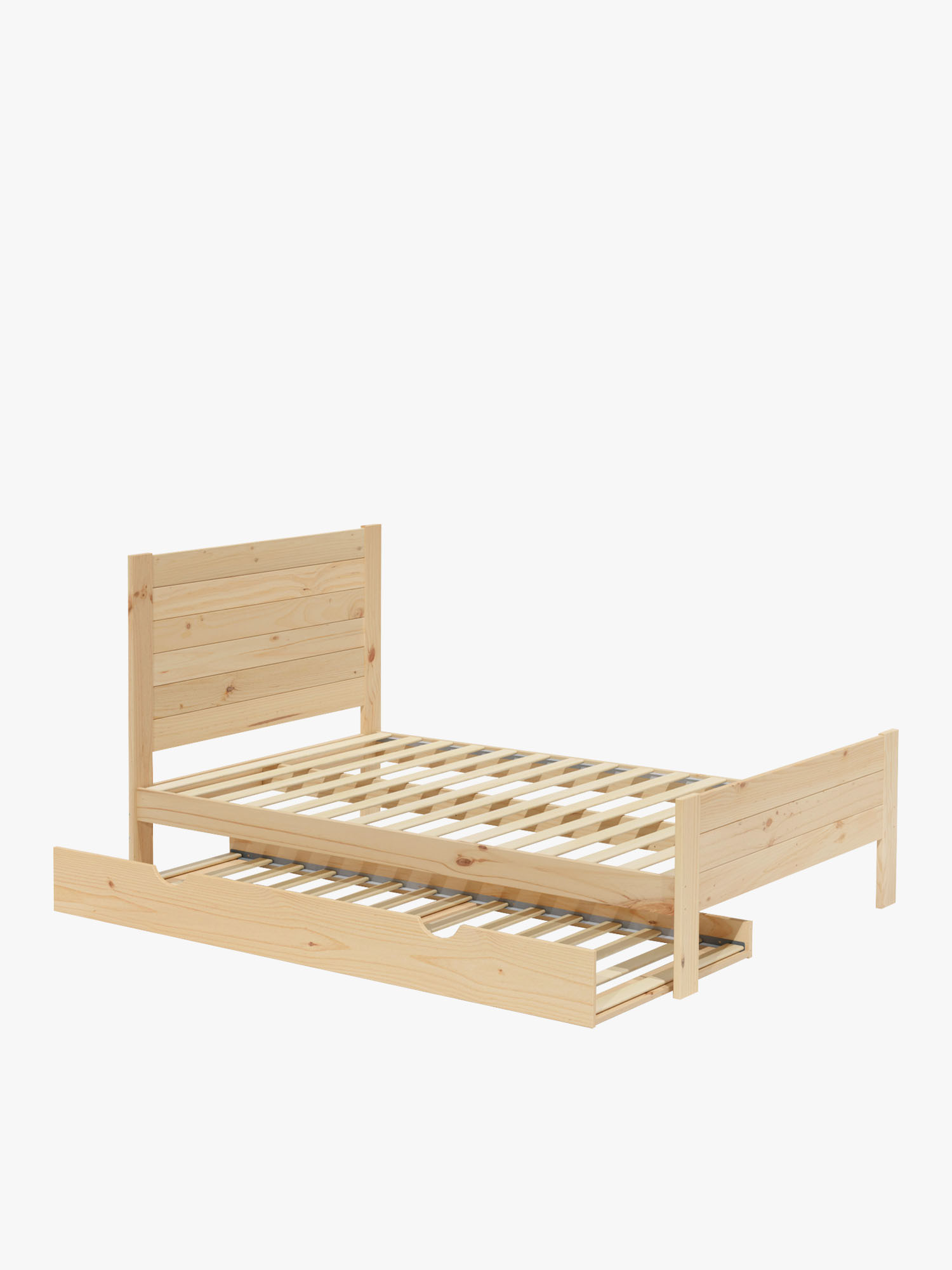 Lit 135 en bois massif avec lit gigogne style rustique LUFE