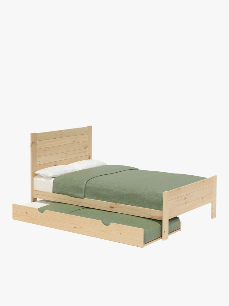 Cama 140 de madera de pino con nido estilo caserío | LUFE