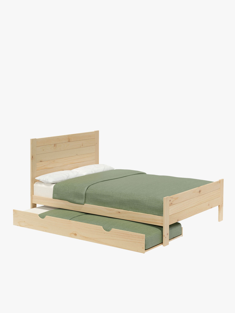 Cama 160 de madera de pino con nido estilo caserío | LUFE