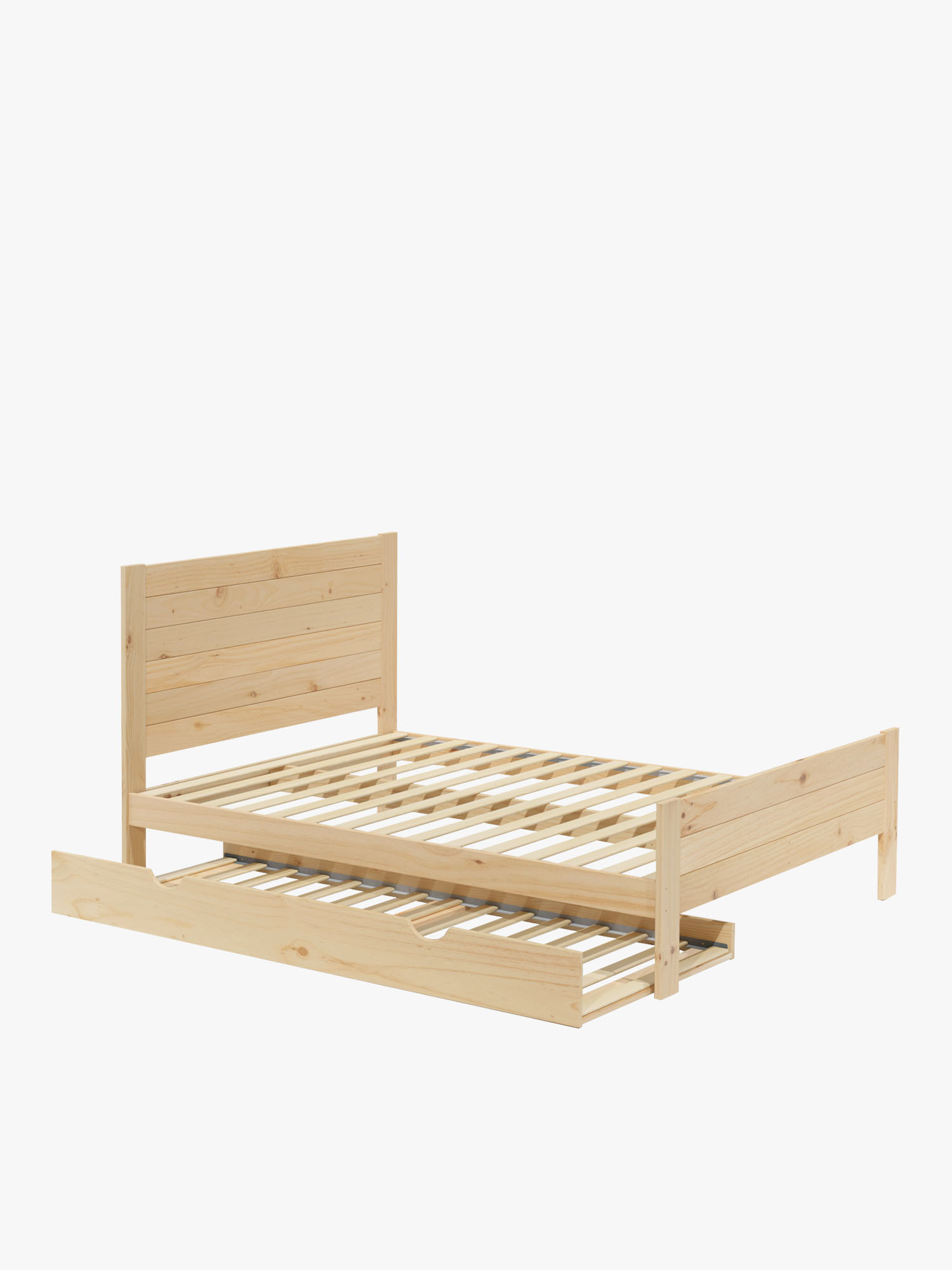 Lit de 160 cm en bois avec lit gigogne style rustique LUFE