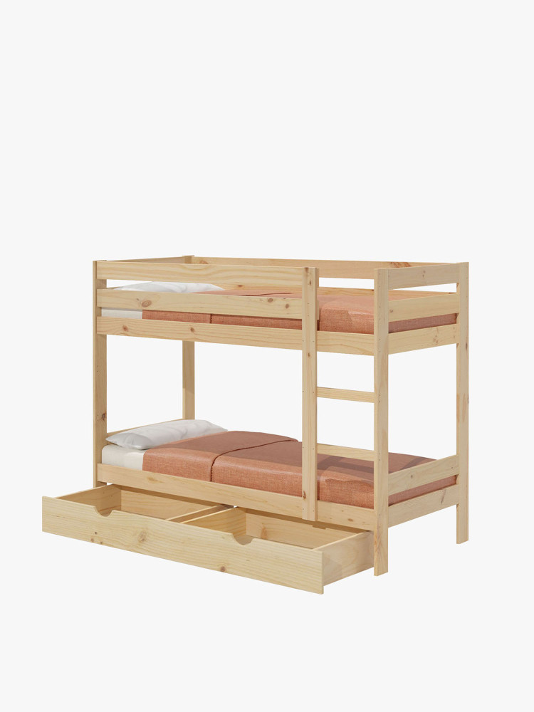 Beliche infantil LORE em madeira de 80 cm com gaveta | LUFE