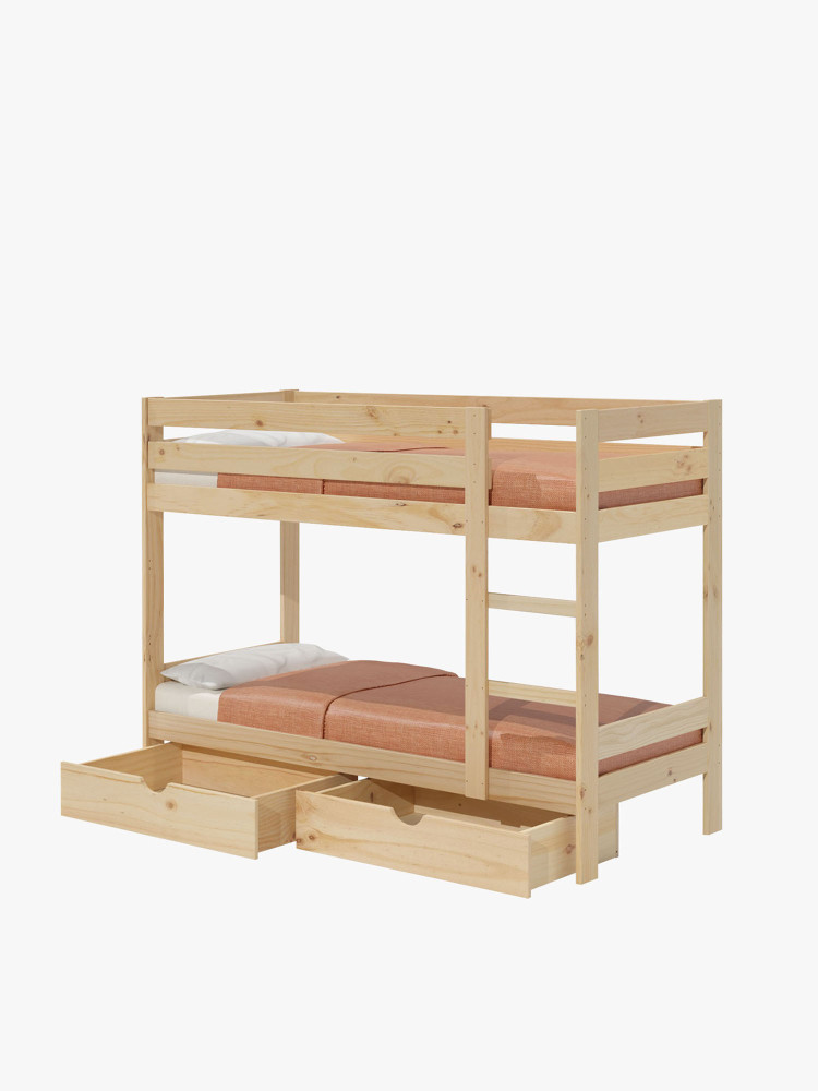 Letto a castello da 90 cm per bambini in legno con cassetti | LUFE
