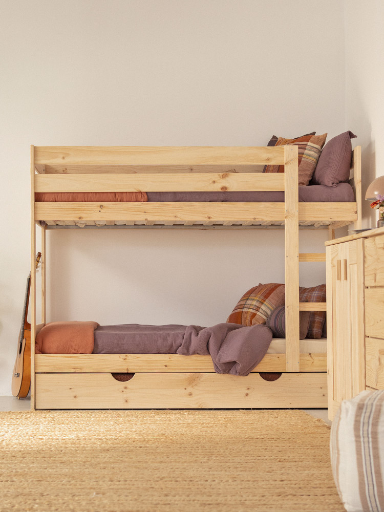 Lit superposé de 80 cm d'enfants avec lit giggogne | LUFE 2