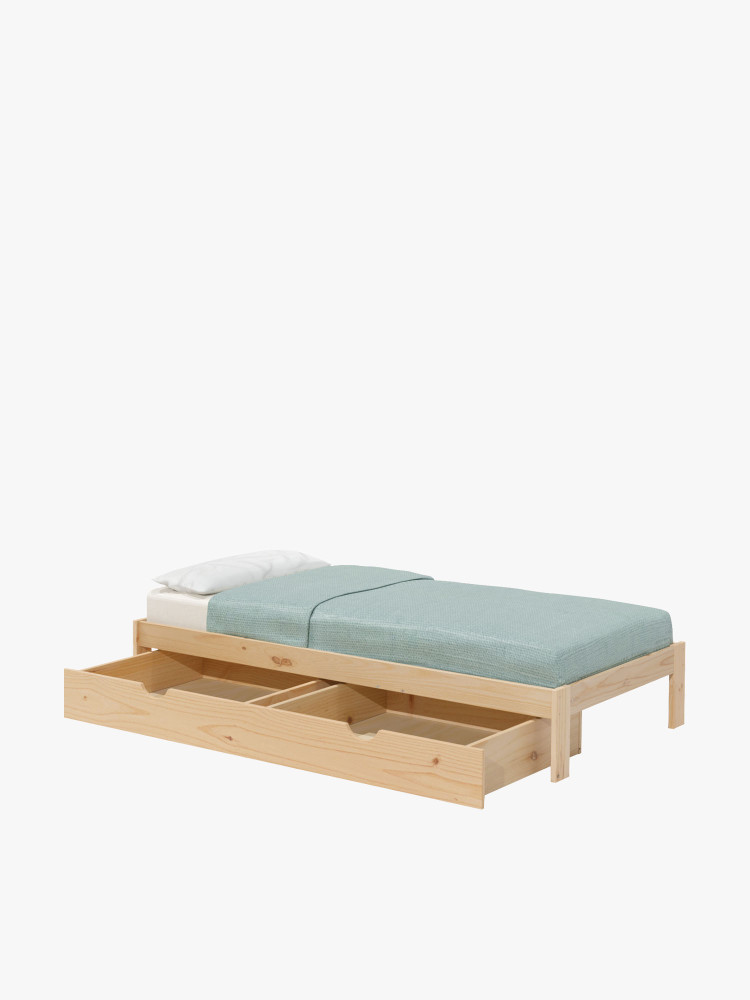 Lit 105 en bois de pin avec tiroir de rangement | LUFE