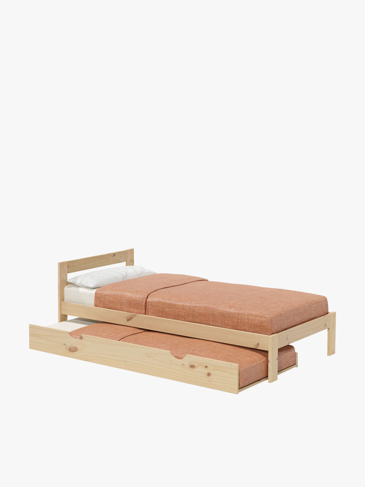 Letto con letto estraibile 105 in legno naturale | LUFE